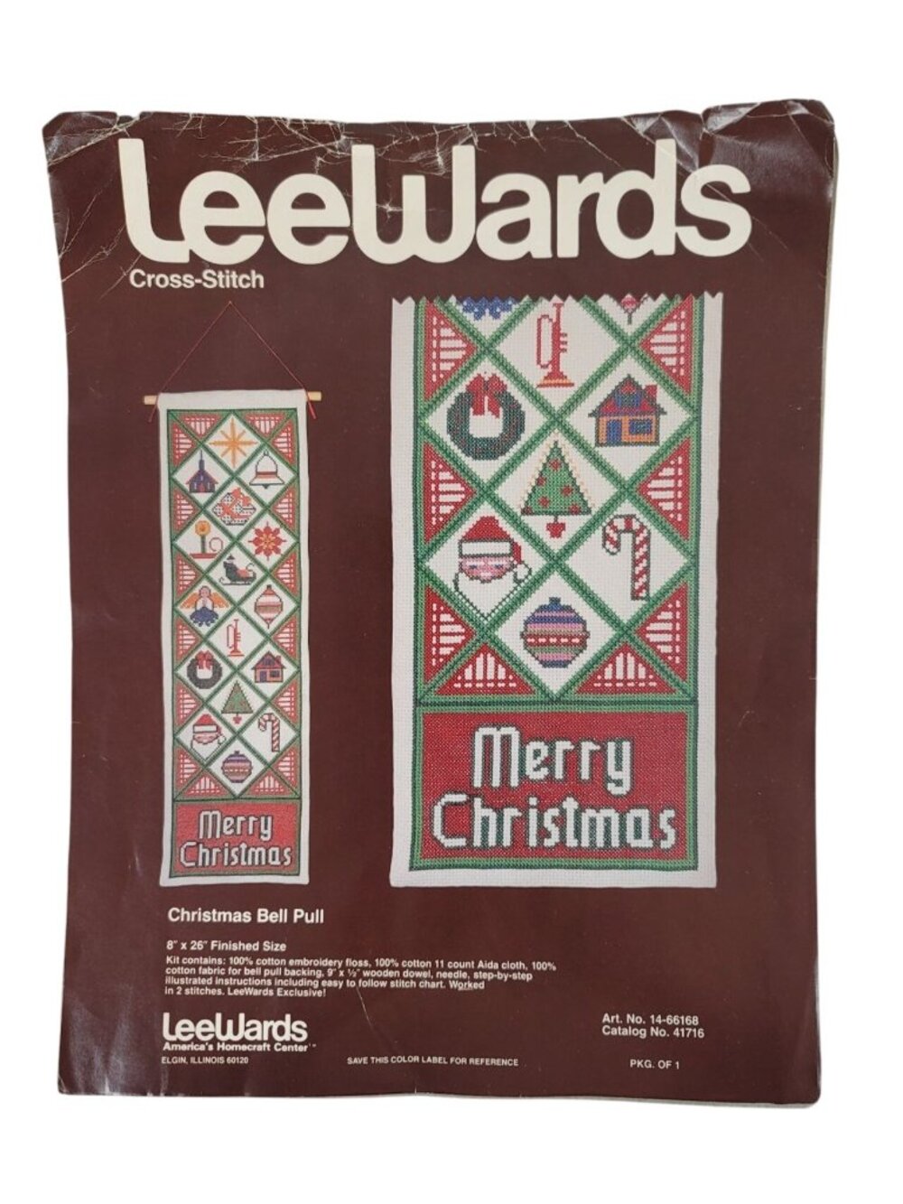 LeeWards Counted Cross Stitch Kit Christmas Bell Pull Wall Hanging Vintage 41716